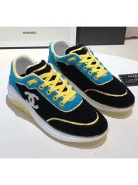 Chanel Terry-cloth & Goatskin Classic Sneaker Black/Yellow 2020 Collection AQ00849