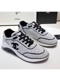 Chanel Terry-cloth & Goatskin Classic Sneaker Grey 2020 Collection AQ01840