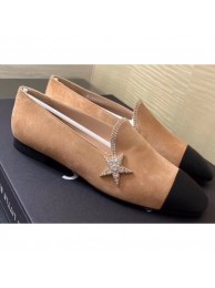 Chanel Top Quality Crystal Star Suede Calfskin and Grosgrain Loafers G35833 Beige/Black 2020 AQ03557