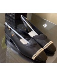 Chanel Top Quality Pearl Slingbacks Black 2020 AQ02103