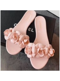 Chanel Tpu Camellia Pool Mules Slides Sandals Light Pink 2020 AQ04272