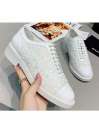 Chanel Tweed and Patent Calfskin Lace-Ups G36208 White 2020 AQ02710