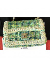 Chanel Tweed Braided Classic Flap Small Bag Light Green 2019 AQ01559