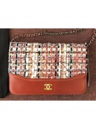 Chanel Tweed/Calfskin Wallet On Chain WOC Bag Brick Red 2018 AQ00512