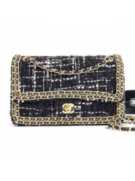 Chanel Tweed Chain Trim Medium Flap Bag Black 2019 Collection AQ01875