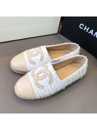 Chanel Tweed Flat Espadrilles G29762 White/Beige 2020 Collection AQ01037