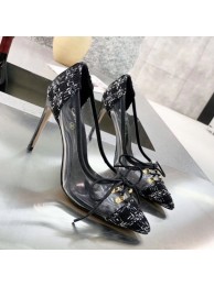 Chanel Tweed Transparent Lace-up High-Heel Pumps Black 2019 Collection AQ03183