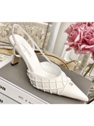 Chanel Vintage Bead Slingbacks White 2020 AQ02454