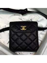 Chanel Vintage Quilted Grained Calfskin Waist Bag A88861 Black 2020 Collection AQ01785