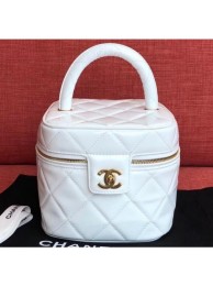 Chanel Vintage Vanity Case Bag Patent White 2019 AQ02829