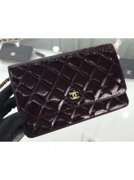 Chanel Wallet On Chain WOC Bag in Patent Leather Date Red/Gold AQ04320