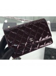 Chanel Wallet On Chain WOC Bag in Patent Leather Date Red/Silver AQ01761