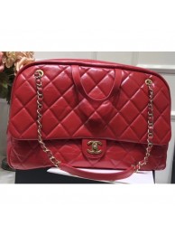 Chanel Waxy Calfskin Flap Bowling Luggage Bag Red 2019 AQ02567