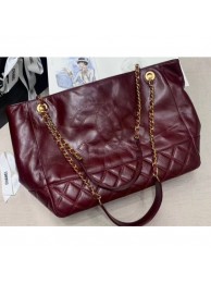 Chanel Waxy Calfskin Shopping Tote Bag Burgundy 2020 AQ03166