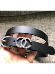 Chanel Width 2cm Leather Belt with Crystal Buckle Black 03 2020 Collection Belt AQ02424