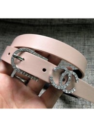 Chanel Width 2cm Leather Belt with Crystal Buckle Pink 01 2020 Collection AQ02355