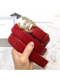 Chanel Width 3cm Calfskin Belt With Crystal Pearl CC Buckle Red 2020 Collection AQ03107