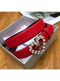 Chanel Width 3cm Calfskin Belt With Heart Buckle Red 2020 Collection AQ00657