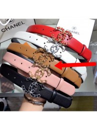 Chanel Width 3cm Smooth Leather Belt with Chain CC Buckle Brown/Gold 2020 Collection AQ04196