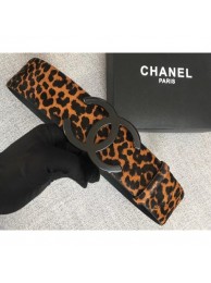 Chanel Width 5.3cm Leather Belt Leopard with Black CC Logo AQ03634