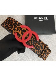 Chanel Width 5.3cm Leather Belt Leopard with Red CC Logo Belt AQ01979