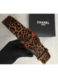 Chanel Width 5.3cm Leather Belt Leopard with Resin CC Logo AQ02354