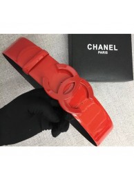Chanel Width 5.3cm Patent Leather Belt Red with CC Logo AQ03120
