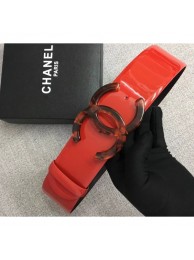 Chanel Width 5.3cm Patent Leather Belt Red with Resin CC Logo AQ00553