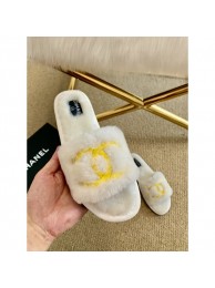 Chanel Wool Flat Sandals White/Gold 2020 AQ02008