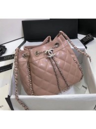 Cheap Chanel Aged Calfskin Drawstring Bag With Chain Edge AS1803 Pink 2020 Collection AQ02017