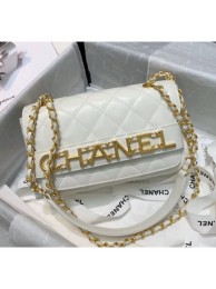 Cheap Chanel Calfskin Small Flap Bag With Logo Chain AS1490 White 2020 Collection AQ00929