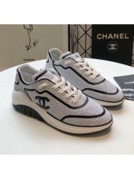 Cheap Chanel CC Logo Sequins & Leather Sneakers G35936 White/Black 2020 Collection AQ00620