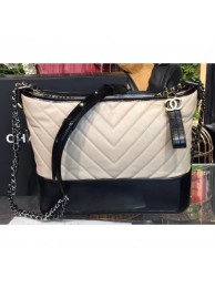 Cheap Chanel Chevron Gabrielle Medium Hobo Bag A93824 Beige/Black 2018 AQ02226