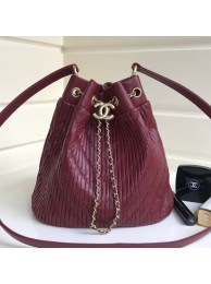 Cheap Chanel Chevron Pleated Bucket Bag Burberrygundy 2019 Collection AQ00530