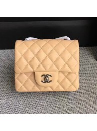 Cheap Chanel Classic Flap Mini Bag A1115 in Lambskin Leather Apricot with Silver Hardware AQ00632