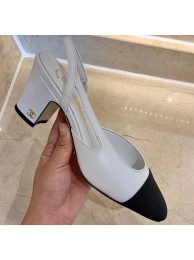 Cheap Chanel Heel 6.5cm Slingbacks G31318 White/Grosgrain 2020 AQ03380