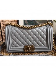 Cheap Chanel Lambskin Boy Flap Medium Bag Gray/Gold AQ03075