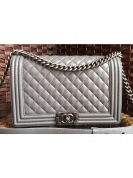 Cheap Chanel Lambskin Boy Flap New Medium Bag Gray/Silver AQ04253