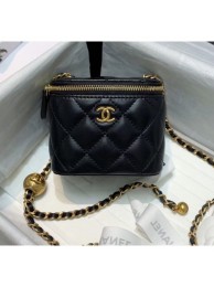 Cheap Chanel Lambskin Small Classic Box with Chain And Gold Metal Ball AP1447 Black 2020 Collection AQ03214