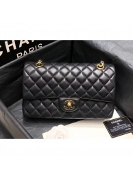 Cheap Chanel original quality Medium Classic Flap Bag 1112 black in sheepskin with gold Hardware AQ03415