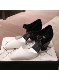 Cheap Chanel Patent Calfskin Mary Jane Pumps G35426 White/Black 2020 Collection AQ03886