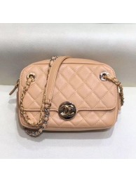 Cheap Chanel Quilted Grained Calfskin Round CC Metal Camera Bag AS6066 Apricot 2019 Collection AQ01903