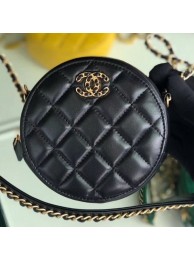 Cheap Chanel Quilted Lambskin Chain CC Round Clutch with Chain AP0725 Black 2019 Collection AQ04168