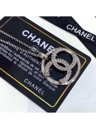 Cheap Chanel Swarovski Crystal CC Round Pendant Necklace Silver/Crystal White 2019 Collection AQ03549