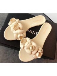 Cheap Chanel Tpu Camellia Pool Mules Slides Sandals Creamy 2020 AQ01336