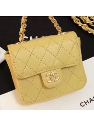 Cheap Imitation Chanel Quilting Lambskin Super Mini Waist Bag Yellow 2019 Collection AQ04032