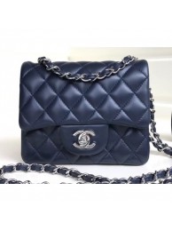 Cheap Knockoff Chanel Lambskin Mini Classic Flap Bag A1115 Navy Blue AQ00664