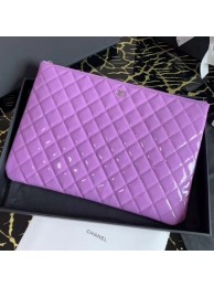 Cheap Replica Chanel Quilted Patent Leather Large Pouch Purple 2020 Collection AQ02075