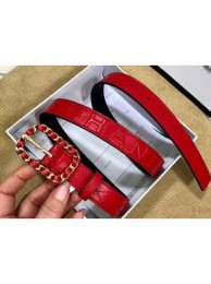 Cheap Replica Chanel Width 2.5cm Chain Buckle Quilting Leather Belt Red AQ03026