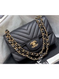 Copy Best Chanel Original Quality Small Classic Flap Bag 1116 in Caviar Leather Chevron Black with Gold Hardware AQ02341